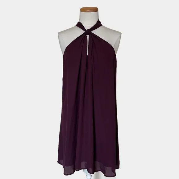 Krisa Dresses | Krisa Burgundy Halter Shift Mini Dress | Color: Purple | Size: M | Trixedust's Closet